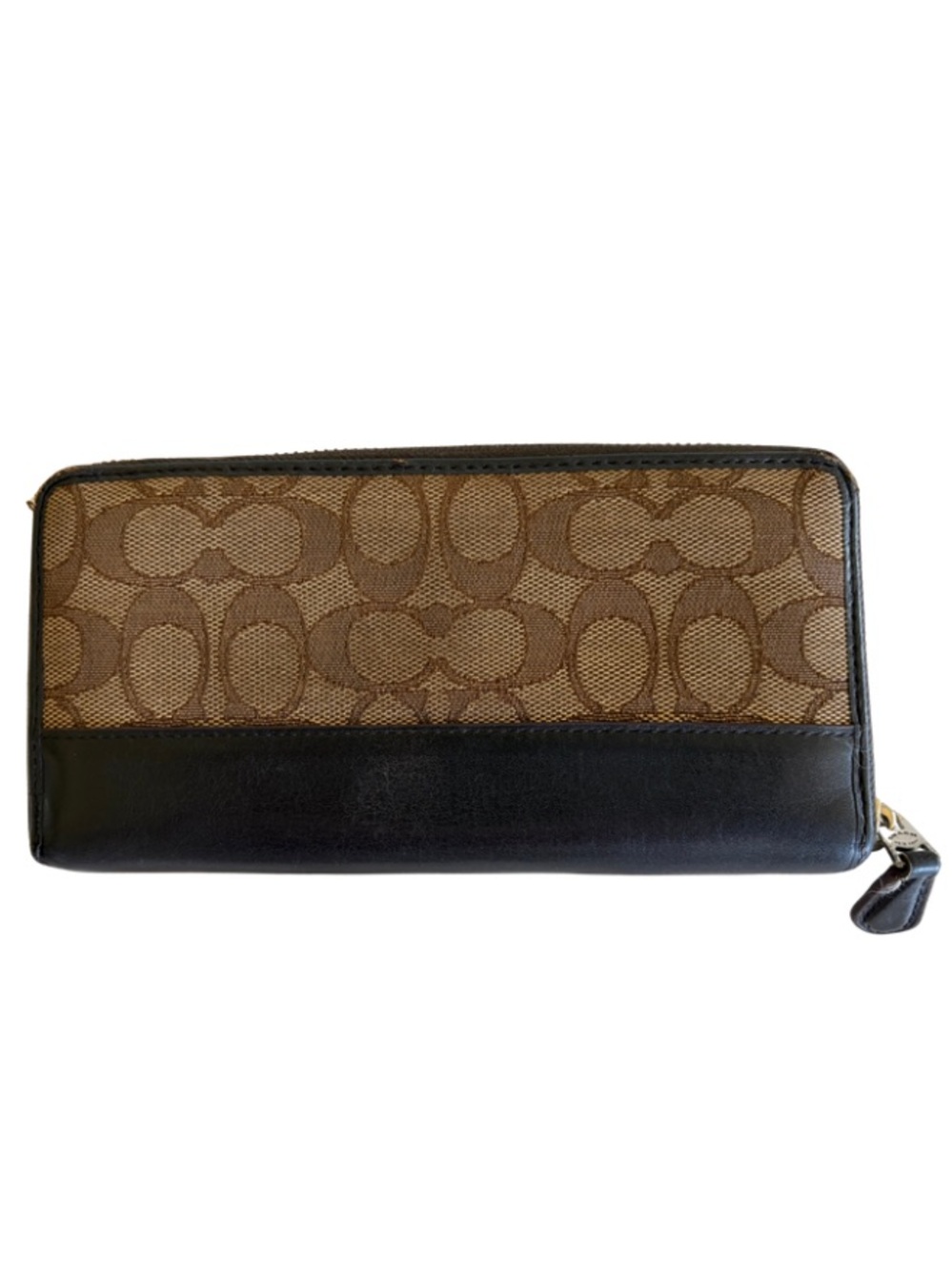 COACH Wallet Signature C Accordion Zip Around Continental Brown Tan Gold-Tone - Picture 3 of 16